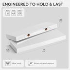 Homeforia 18 Inch Floating Shelves, High-End Solid Pine Wood, Set of 4 - Image 2