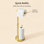 YUMORE Toilet Paper Holder Stand with Storage & Weighted Base, Brushed Gold - Image 5
