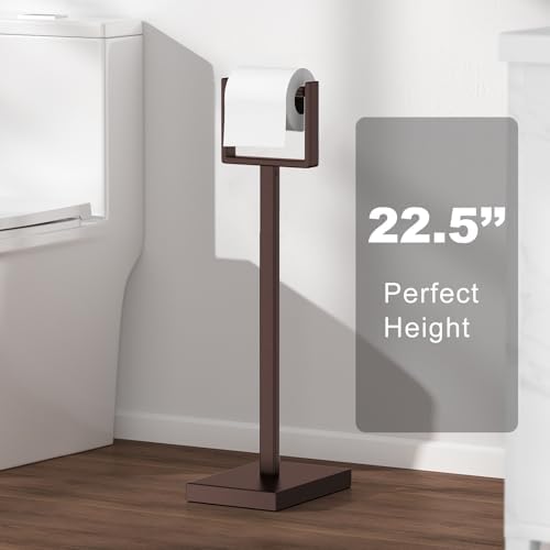 Bronze Toilet Paper Holder Stand，Stainless Steel Toilet Paper Holder Free Standing，Stable Weighted Base Floor Tissue Roll Holder for Bathroom，Modern Pivoting Toilet Paper Stand - Image 6