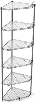 6 Tier NSF Metal Shelf Pentagonal Corner Wire Shelving Unit, 600lbs Capacity Heavy Duty Adjustable Storage Rack with Shelf Liners for Kitchen Garage Office Etc Room Corner, 72"H x 20"L x 20"D - Black by pouseayarMassageTable