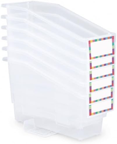 gisgfim 6 Pcs Non-Tip Book Bins with Stabilizer Wings (Clear) by gisgfim