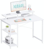 Pamray 33.5 Inch Small Computer Desk with Monitor Stand and Shelves by PAMRAY