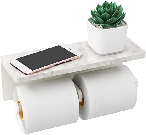 Gypie Double Toilet Paper Holder, Toilet Paper Wall Mount, White Marble by GypieHouseware