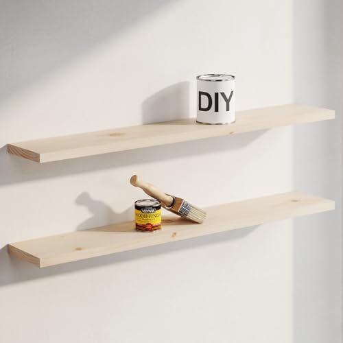Homeforia 60 Inch DIY Floating Shelves, High-End Solid Pine Wood, Set of 2 by Homeforia