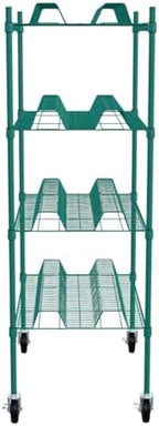 PRO&Family 24" x 36" Mobile Green Epoxy 4-Tier Commercial Drying Rack with Casters – Heavy Duty Wire Shelving for Dish Drying, Kitchen Storage & Food Service Use (1 1/4" Slots) - Image 4