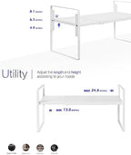 Nxconsu Cabinet Shelf Riser, Adjustable Cabinet Organizer, 10.3" Deep White - Image 5