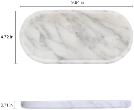 OOBOOB Oval Natural Marble Bathroom Tray for Decor Countertop, Marble Vanity Tray for Candles Perfume, Jewelry, Cosmetics, Elegant Vanity Organizer for Jewelry, Perfume - Image 6