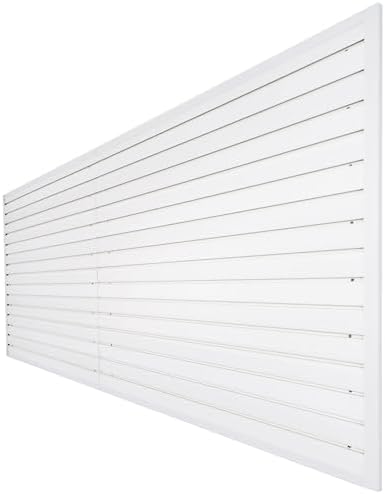 FRAYSCENT Slat Wall Paneling Garage Wall Organizer, Slatwall Panels Garage Tool Organizer Wall Mount Garage Slat Wall Storage Systems, Slat Board PVC Wall Panels Garage Storage (White, 8ftx4ft) by FRAYSCENT