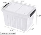 6-Pack 30 Quart Stackable Clear Plastic Storage Bin with Lid & Wheel - Image 3