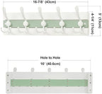 SKOLOO Coastal Wall Mounted Coat Rack - 16-7/8" Beach House Entryway Wooden Coat Hook with 5 Hooks for Hanging Coats, Hats or Towels, Oceanfront Cottage Core Collection, White & Green - Image 6
