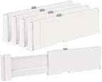 Vtopmart Drawer Dividers for Clothes 4 Pack, Adjustable 4" High Expandable from 11.6"-17" Dresser Drawer Organizer, Plastic Drawers Separators for Dresser, Baby Clothes, Kitchen and Office Storage by Vtopmart
