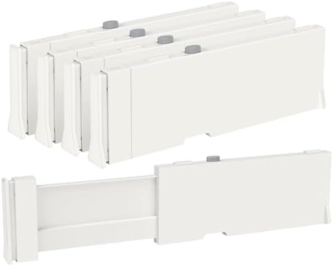 Vtopmart Drawer Dividers for Clothes 4 Pack, Adjustable 4" High Expandable from 11.6"-17" Dresser Drawer Organizer, Plastic Drawers Separators for Dresser, Baby Clothes, Kitchen and Office Storage by Vtopmart