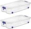 2 Pack 66 Quart Wheeled Underbed Storage Bins Clear Plastic Latching Lid Blue Rolling Organizer Containers by Unknown
