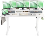 Claiks Standing Desk with Drawers & Wheels, 2 Height Shelf 59inch White by CLAIKS