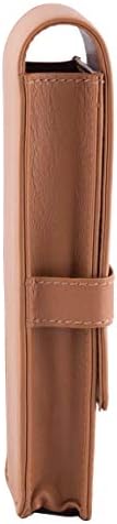 DiLoro Leather Pen Case Pouch Holder for Two Fountain Ballpoint Rollerball Pens or Pencils (Tan) - Image 5