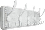 WEBI Coat Rack Wall Mount,5 Triple Hooks for Hanging Coats,16" Hole to Hole,Coat Hooks Wall Mounted,Coat Hanger Wall Hook Rack Rail for Clothes,Jacket,Farmhouse,White by WEBI