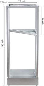 MyGift 20 Inch Tall Modern Silver Tone Metal Geometric Freestanding Entryway Umbrella Rack or Cane Holder with Shelf for Small Umbrellas and Bottom Drip Tray - Image 5