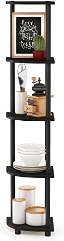Furinno TURN-N-TUBE Corner Shelf, 5-Tier Corner Bookshelf, Open Storage Shelves, for Organization and Storage, Living Room, Home Office, Garage, Bedroom, Espresso - Image 6