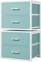 BOLUO Stackable Storage Drawers Closet Organizers and Storage Fabric Blue 2 Drawer Dresser for Bedroom 2 Packs Modern by BOLUO