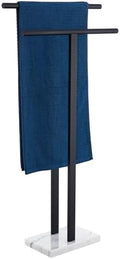 KOKOSIRI Free Standing Towel Racks Matte Black 2-Tier Towel Holder for Bathroom Floor Stand with Heavy Marble Base Thicken Steady Design Stainless Steel THS0005-BK by KOKOSIRI