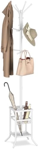Yoobure Coat Rack Freestanding - Coat Tree with Umbrella Holder, Metal Coat Rack Stand with 12 Hooks, Modern Coat Hanger Stand for Entryway, Purse Rack Hat Rack Stand for Living Room Bedroom Office by Yoobure