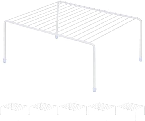 Medium (13.1 x 10.2 Inch) Cabinet Storage Shelf Rack, 6 Shelves, Kitchen Counter and Cabinet Shelf, Storage Rack Organizer for Kitchen, Fridge, Cabinet, Bathroom Cupboard & Pantry, White by JBESUHI