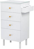 OmySalon Salon Station, Barber Station for Stylist, Hair Storage Cabinet with Glass Top & 4 Drawers & 3 Heat Resistant Tool Holders, For Beauty Spa, Salon, White by OmySalon