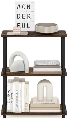 Furinno Turn-N-Tube Storage Shelves, 3-Tier Book Shelf, Corner Shelf, Toolless Open Shelves, for Organization and Storage, Living Room, Garage, Home Office, Amber Pine - Image 6