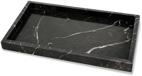 Garvee Natural Marble Tray, 12x8 Inch Dark Coffee Veined Stone Vanity Tray for Bathroom Counter, Non-Ceramic/Non-Resin Decorative Organizer for Home Decor by Garvee