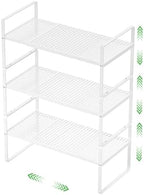 Expandable Storage Shelf, Stackable Organizer Rack, White Large 3 PK by SOFRON