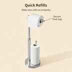YUMORE Toilet Paper Stand with Storage & Weighted Base, Brushed Nickel - Image 5
