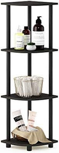 Furinno TURN-N-TUBE Corner Shelf, 4-Tier Corner Bookshelf, Display Storage Shelves with Open Shelves, for Organization and Storage, Living Room, Home Office, Garage, Espresso by Furinno-FitsYourSpaceFitsYourBudget