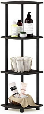 Furinno TURN-N-TUBE Corner Shelf, 4-Tier Corner Bookshelf, Display Storage Shelves with Open Shelves, for Organization and Storage, Living Room, Home Office, Garage, Espresso by Furinno-FitsYourSpaceFitsYourBudget