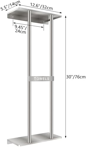 STWWO Bathroom Towel Storage for Bathroom, Wall Towel Rack for Rolled Towels, 30 inch Towel Holder Wall Mounted with Metal Shelf Can Holds 6 Large Towels, Brushed Nickel - Image 5