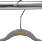 Simplify 100 Pack Kids Velvet Hangers | Slim | Non-Slip Design | Space Saving | Childrens Clothes | Shirts | Pants | Dresses | Baby Nursery | Closet Storage & Organization | Light Grey - Image 3