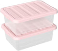 14 Quart Basic Clear Storage Box with Pink Lid (Pack of 2) by Buyitt