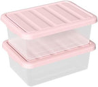 14 Quart Basic Clear Storage Box with Pink Lid (Pack of 2) by Buyitt