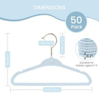 Infant Hangers Velvet, Felt Kids Hangers, 11 in, 50 Pack, Blue - Image 2