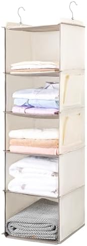 BOOMIBOO Hanging Closet Organize and Shelves,5-Hanging Shelf （2 Pack,Beige） - Image 3