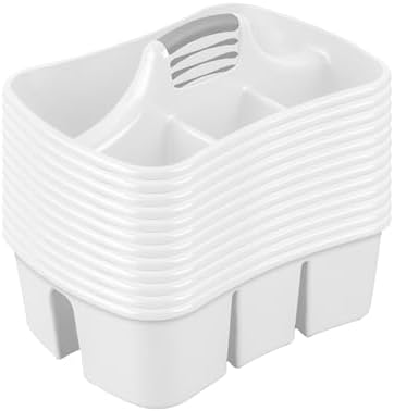 Sterilite Divided Ultra Caddy, Plastic Portable Organizer, White, 12-Pack by Sterilite