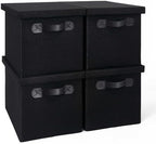 Heavy Duty Fabric Storage Bins with Lids, Collapsible Organizer Baskets by Cazzon