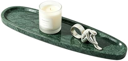 Natural Marble Vanity Tray, 16.6"x4.6", Green by Pracfit