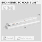 Homeforia 42 Inch Floating Shelves, High-End Solid Pine Wood, Set of 3 - Image 2