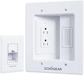 ECHOGEAR TV Cord Hider for Wall Mounted TV – Dual Outlet in-Wall Cable Management Kit for Power & Low Voltage Cables – Includes 6.25”L x 8”H x 3.95”D Module, Wall Template, Saw, 6ft Extension Cord by ECHOGEAR