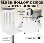 4 Pcs 10 Inch Heavy Duty Bookends Non-Skid Base, White - Image 6