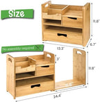 ZOOFOX Bamboo Desk Organizer with Adjustable File Holder, Mail Organizer Countertop with Drawer, 4-Tier Desktop Organization and Desk Accessories for Home Office School Supplies, No Assembly Required - Image 2