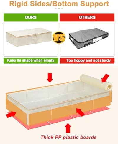 punemi Sturdy Under Bed Wedding Dress Storage Box, 3Pack, Beige - Image 3