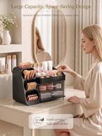 Booklov Large Makeup Organizer for Vanity Countertop, Black - Image 5