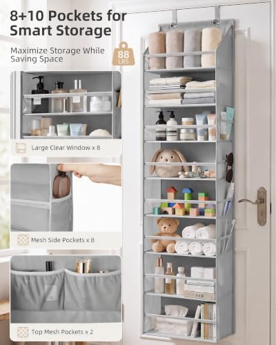 STORAGE MANIAC Over Door Organizer Hanging Shelves Large Clear Deep Pockets - Image 5