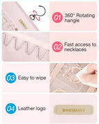 BAGSMART Hanging Jewelry Organizer Necklace/Earring/Ring 2-Sided L Pink - Image 4